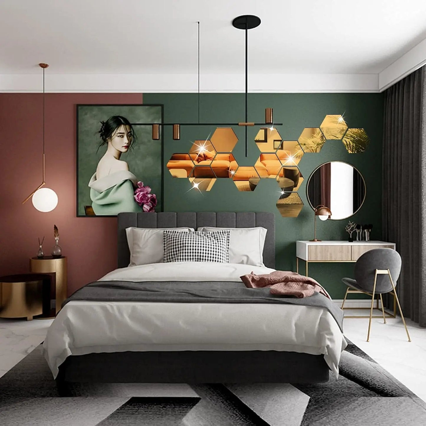 miroir mural en hexagone House confort
